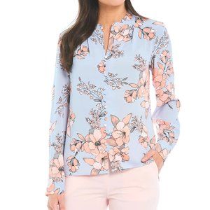 Calvin Klein Floral Button-Front Hi-Low Blouse